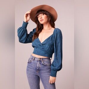 Band Of The Free CAMILLE DEEP TEAL CROSSOVER CROP TOP